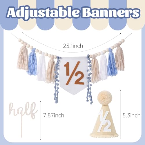 CWK Half Way to One Birthday 1/2 Baby High Chair Decorations Banner(Blue) by CWK - Used condition - Image 4