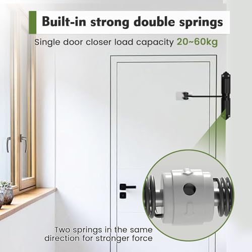 XHYASD Automatischer Türschließer Gartentor, Edelstahl Federbelasteter Türschließer mit Schrauben und Einstellhebel für Zimmertür, Büro, Gartentor (Schwarz)
