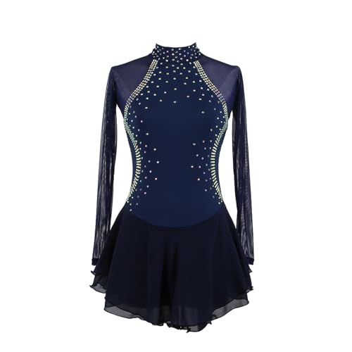 Vestido Feminino De Patinação Artística, Vestido De Competição Para Adultos, Mangas Compridas, Gola