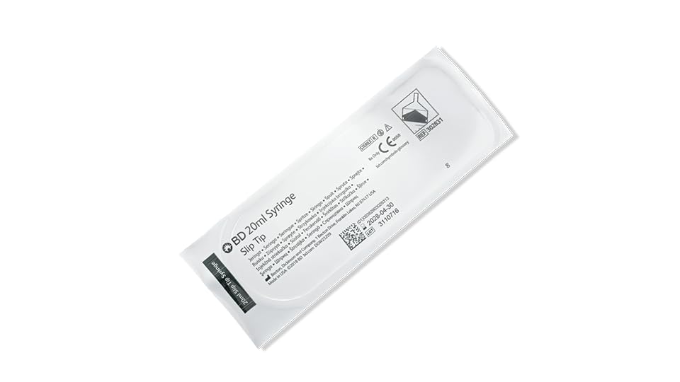 BD Luer Slip Tip Syringe only, 20 mL, #302831 (48 Count)