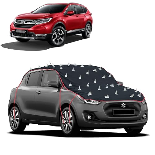 Image of Dog Protection Spike Car Cover for Honda CRV Bonnet to Roof Easy Installation with 4 Elastic Hook Strap | Anti-Scratch Soft Cotton Inner | Complete Protection from Street Dogs & Monkeys