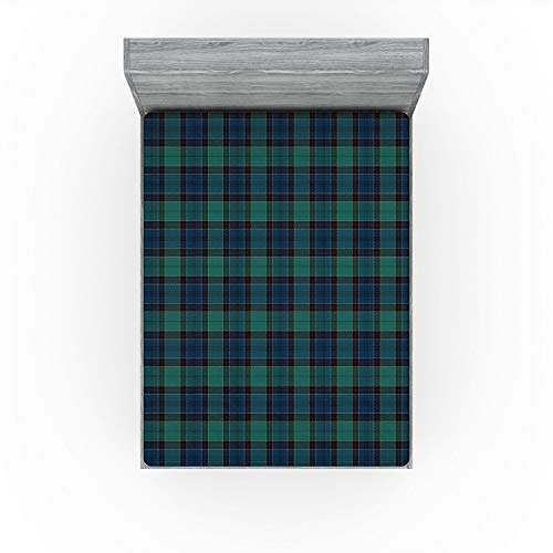 Ambesonne Tartan Fitted Sheet, Traditional Quilt Design Scottish Folklore Elements Plaid Pattern, Soft Decorative Fabric Bedding All-Round Elastic Pocket, Queen Size, Green Black #TOP1