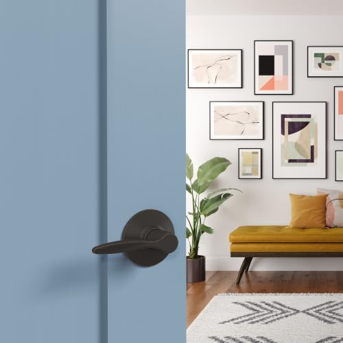 Image of Schlage Delfayo Hall /Closet Passage Door Handle, Reversible, Aged Bronze | Hall or closet lever door handle with no lock, Easy to install, Certified durability, Universal fit