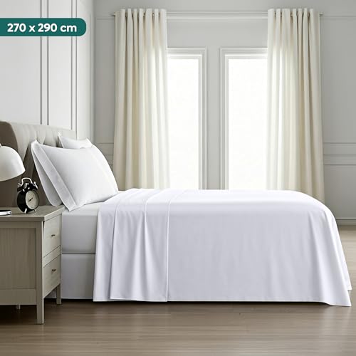 Utopia Bedding - Bettlaken ohne Gummizug 270x290cm - Oeko-TEX Zertifiziert - Weich Gebürstetes Polyester - Mikrofaser Flaches Laken – Weiß 3