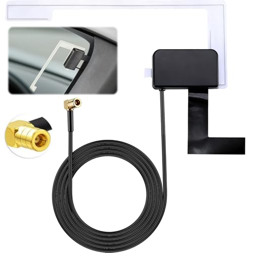 DAB Car Aerial Digital Radio DAB+ Aerial Antenna Replacement SMB Plug Adapter Connector 3 Meters Glass Mount Digital Radio Active Antenna RG174 Cable for AM FM Clarion Pioneer JVC Tuner Kenwood Alpine