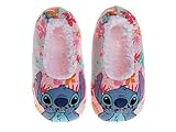 Josmo Lilo and Stitch Slipper Socks for Girls - Plush Soft Cozy SlipOn Sock Slippers with Grip - Multi Colors (Size 13-1 Little Kid)