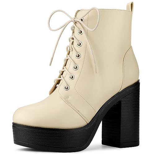Image of Allegra K Women's Platform Chunky High Heel Lace Up Combat Boots
