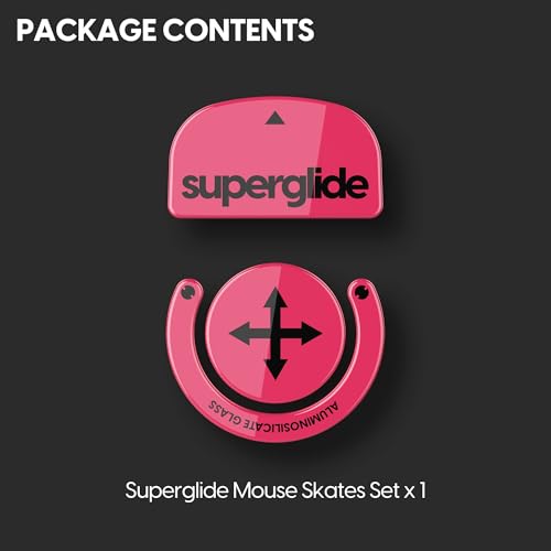 Superglide Glass Mouse Skates for Logitech G Pro X Superlight - Polished Edge, Ultra Smooth Glide, Compatible with Glass Mousepads, Durable Gaming Feet (Type-S, Magenta)