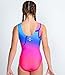 United All Around Gymnastics Leotards for Girls, Fuchsia -Sky Blue With Crystal Rhinestones 11-12Y AS #212