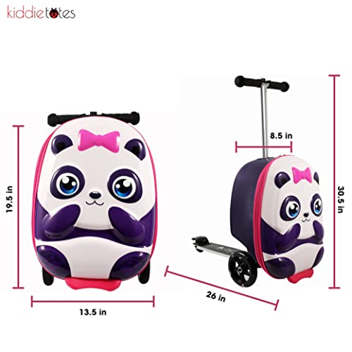 Kiddietotes 3-D Hardshell Ride On Suitcase Scooter For Kids - Cute Lightweight Kids Luggage With Wheels - Fun Led Lights #TOP5