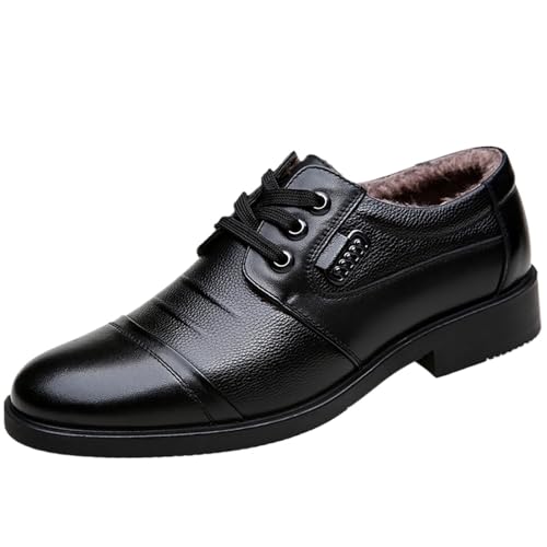 Men's Winter Leather Casual Dress Shoes, Business Warm Cotton-Padded Waterproof and Comfortable Ideal for Office and Outdoor Activities