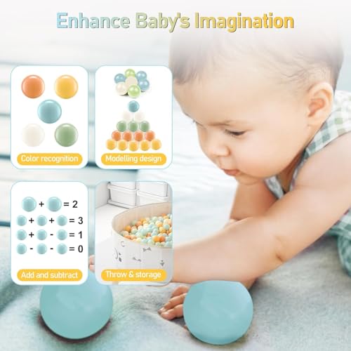FHRILEK Ball Pit Balls, Safe Non-Toxic BPA-Free Crush-Proof Plastic Balls for Toddlers, Kid's Birthday & X-mas Gift, for Indoor Playpens/Party Decorations/Amusement (50 Count & 5 Colors) 2.17 Inch