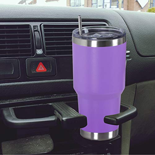 Artishion 30Oz Insulated Tumbler Travel Mug Stainless Steel Double Wall Vacuum Coffee Cup With Spill-Proof Sliding Lid Includes Straw And Cleaning Brush For Cold And Hot Drinks (Purple) #TOP6