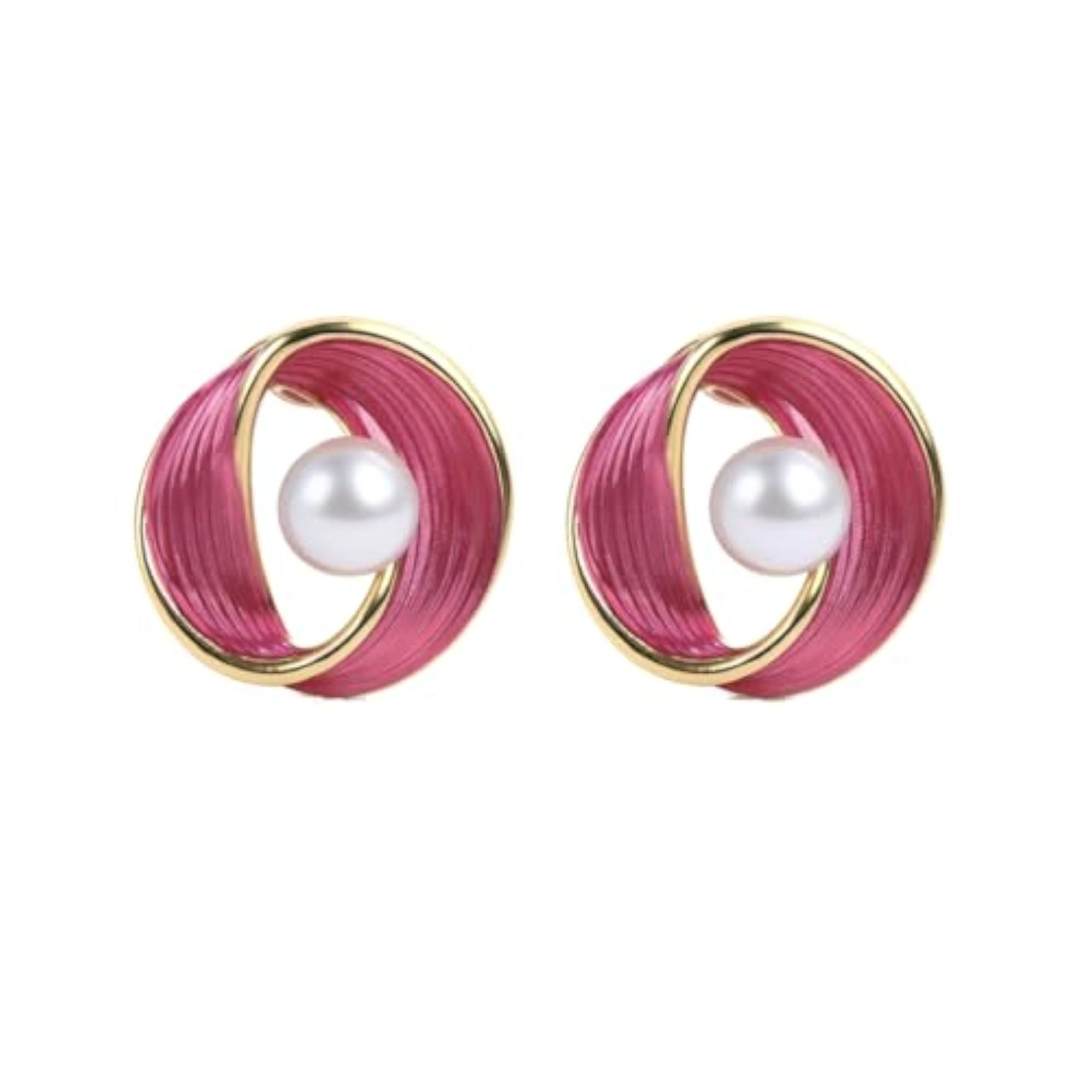 Delicate Circle Design White Coloured Stud Earrings