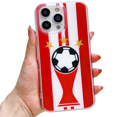 Coque iPhone 16 Pro Max football rouge et blanc rigide et légère