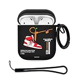 Gedicht Airpod Case for 1st & 2nd Gen with Lanyard, Keychain, Protective TPU Shell, Sports Shoes, Black & Red