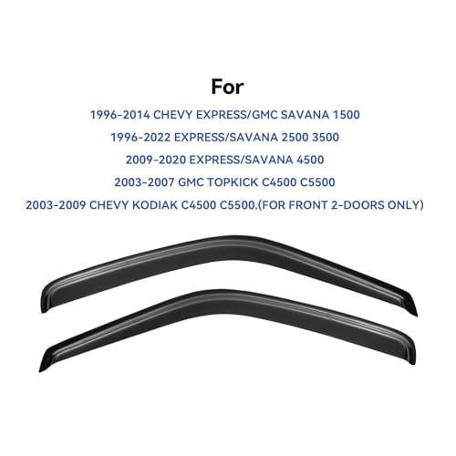 Image of Window Visors Rain Guards Shield for 1996-2025 Chevy Express Van /GMC Savana, Out-Channel Window Vent Wind Deflectors Visors Shades