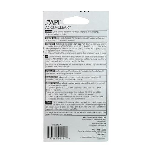 Image of API ACCU-CLEAR Freshwater Aquarium Water Clarifier 1.25-Ounce Bottle (111A)