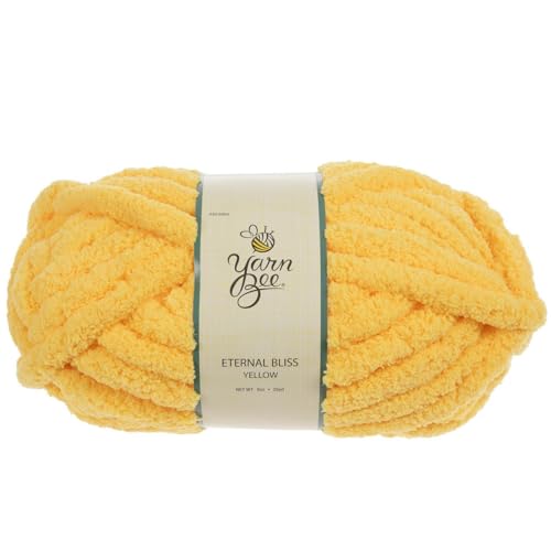 Yarn Bee Eternal Bliss Jumbo Yarn for Crocheting & Knitting E – Soft Skein – 28 Yards of 100% Polyester Yarn for Crocheting Blankets, Hats, & More – DIY Handcrafting Accessories (Yellow)