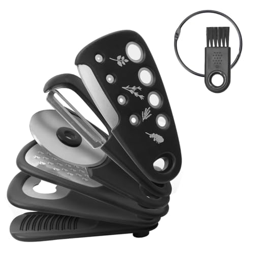 Namvo Kitchen Accessories 6-Piece Set, Kitchen Utensils, Mini Vegetable Peeler, Space Saving Camping Accessories, Grater, Bottle Opener, Pizza, Garlic Ginger Grater (Black)
