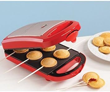 New Babycakes PM-16SS 6 Pie Pop Maker Minature Nonstick Coated Cakes PM16SS Red