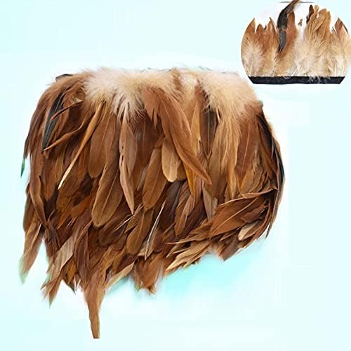 Zamihalaa 1Meter Natural Rooster Tail Feather Trims for Clothes Plumas 13-18cm Party Feathers for Crafts DIY Sewing Home Decoration Plume