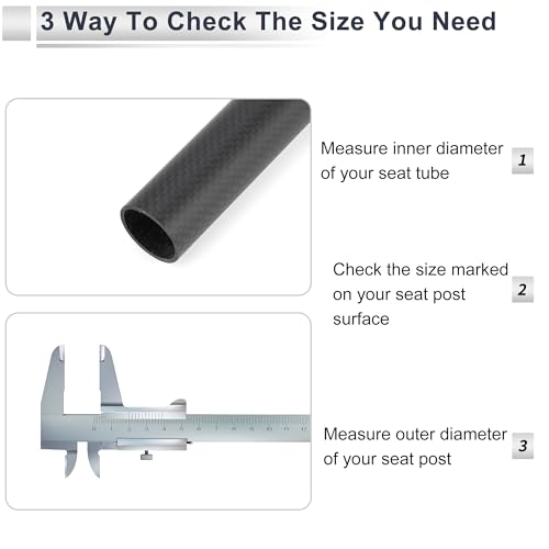 RATCHROLL 1 Pc Universal Bike Seat Posts 30.8x300mm Bike Saddle Post Seat Tube Carbon Fiber Pattern Matte Black Carbon Fiber by RATCHROLL - Image 7