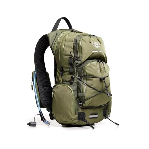 Water Buffalo Hydration Backpack - Sherpa 22L Hiking Backpack with Water Bladder - Water Backpack for Hiking with Waterproof Zippers, Phone & Pole Holders