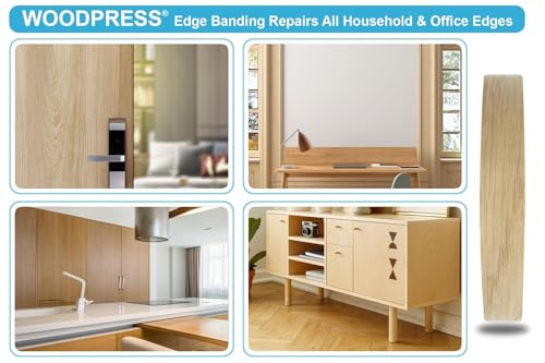 WordPress® 19 mm Eiche Echtholz Kantenumleimer mit Schmelzkleber – 7.5m Rolle – Einfache DIY-Aufbügelanwendung, Deckt die Kante von Standard-MDF-Platten ab