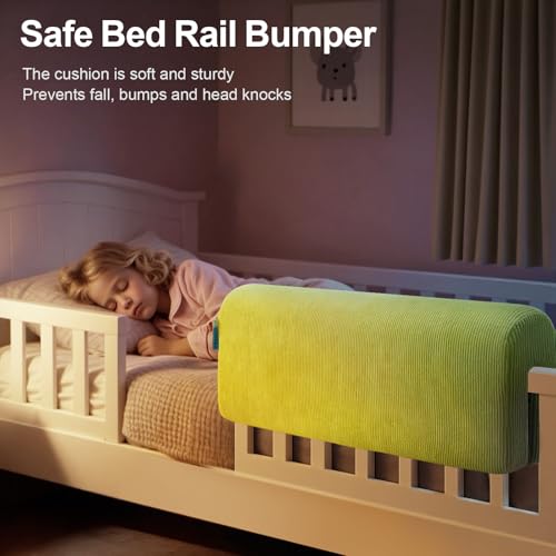 Image of AEOCOO Bed Bumpers for Toddlers, Size 2.3 Ft, Toddler Bed Rail Bumper Protector for Loft Beds & Bunk Beds, Premium Soft Memory Foam Bed Guardrail, Anti-Bump | Fall Prevention, Green