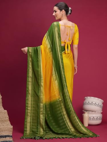 Image of AKHILAM Women's Mysore Silk Ombre Woven Design Saree With Unstitched Blouse Piece (KUSUM4101 NSM Parent)