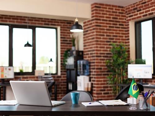 Krmkot Bandeira de mesa brasileira do Brasil, mini bandeira de mesa brasileira pequena do Brasil, ba