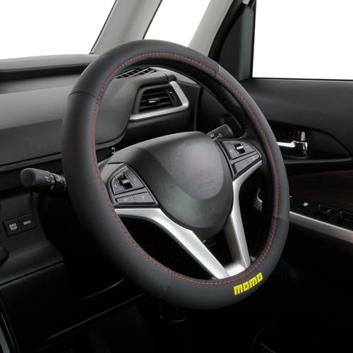 MOMO EASY ハンドルカバー Sサイズ ブラック×レッドステッチ