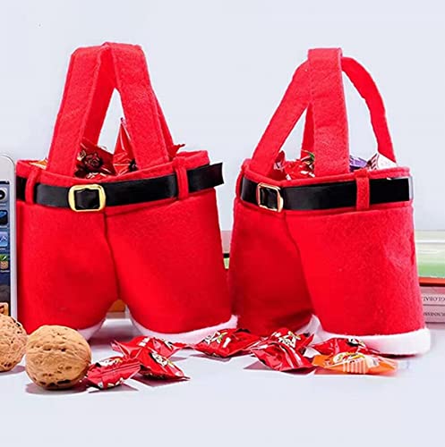 Homecube Christmas Candy Bag Santa Pants Gift And Treat Bags With Handle Portable Candy Gift Baskets Gift Wrap For Wedding, Pack Of 6(7" L X 8.5" H) #TOP3