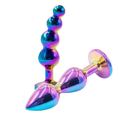 Plug Anal en Métal pour Adultes Perles Anales Jouet Sexuel Petit Moyen Grand Débutant Advancer Bijoux en Cristal Design Pour Hommes Masseur de Prostate Femmes Gode (M)