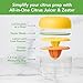 Tovolo All-in-1 Citrus Juicer and Zester Set, White & Yellow – Manual Juicer with Measuring Cup, Dual Reamers, BPA-Free, Dishwasher Safe, Compact Storage