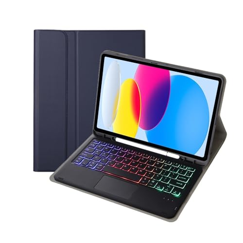 Funda con teclado iPad Air 11 y 10.9 pulgadas carcasa TPU cuero magnética color azul oscuro