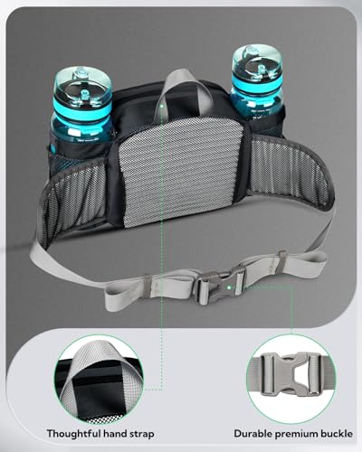 Waterfly Riñonera Running Deportiva Impermeable Multifuncional Bolso de Cintura con Portabotellas para Correr Senderismo Ciclismo para Hombre Mujer (Gris Oscuro) - imagen 5