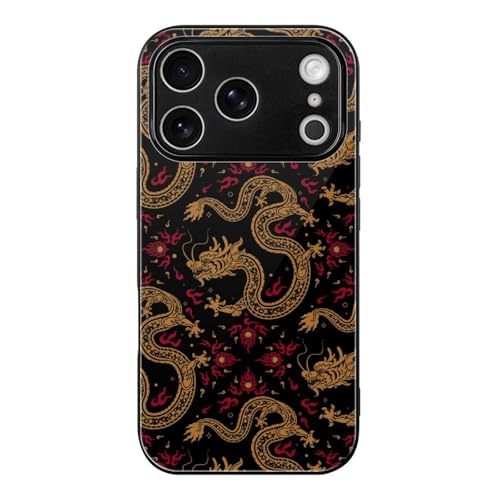 龍 ドラゴン柄 和風 伝統 iPhone17Pro用ケース 強化ガラス アイフォン17Pro用ケース 耐久性 おしゃれ 耐衝撃 スマホケース 薄型 軽量 スマホカバー