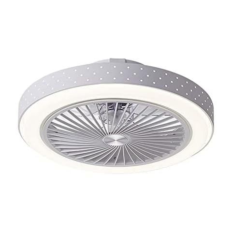 XFSHZWN Diameter 19in White Dimmable 3000K-6000K Fan Lamp Brass Motor 40W Metal Frame Silent Ceiling Light With Electric Fan Modern Minimalist White Ceiling Fan With Light Crystal Decorative Cover