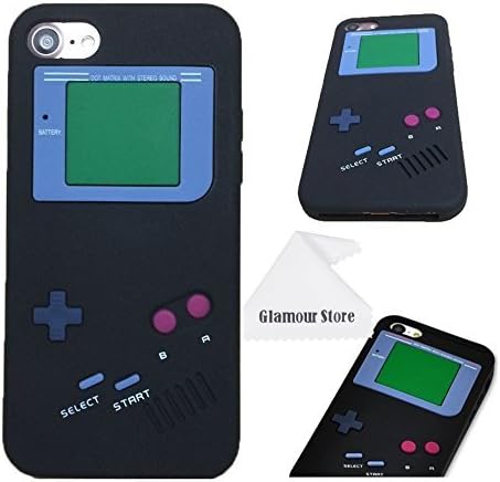 iPhone 7 Case,Retro 3D Game Boy Gameboy Design Style Soft Silicone Cover Case For Apple iPhone 7 7G 4.7 inch+ Free Cleaning Cloth As a Gift (Black)