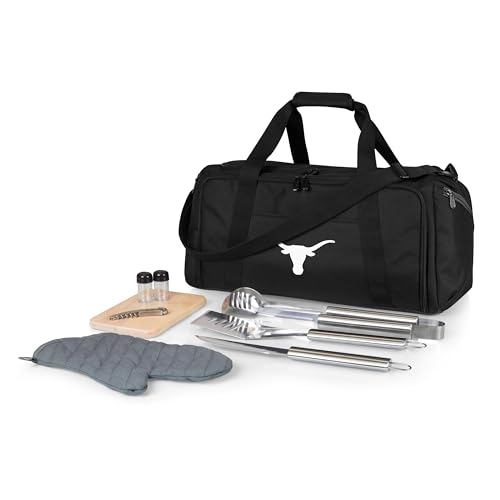 PICNIC TIME NCAA Texas Longhorns BBQ Kit Grill Set & Cooler, BBQ Accessories Set with Case for Outdoor, Complete Grill Accessories Kit with Cooler Bag, (Black)