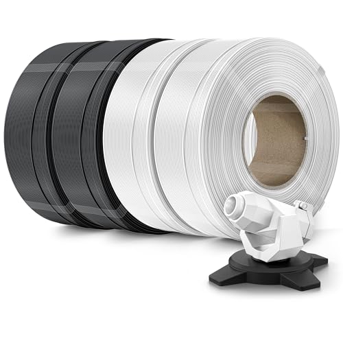 Image of Creality PETG Filament Refill 1.75mm 3D Printer Filament, 4kg (8.8lb) Refilament for Bambu Lab Reusable Spool, Dimensional Accuracy ±0.03mm, Black+Black+White+White