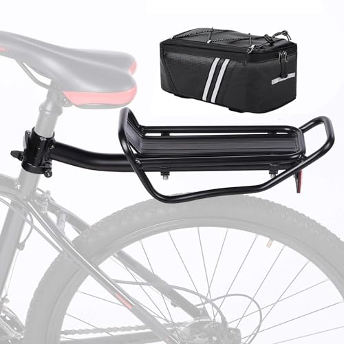 Rear bike rack for 26-29" frames with bag and aluminum main tube