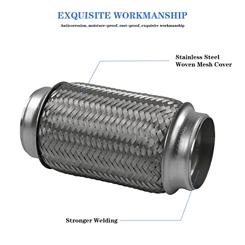 Image of Exhaust Flex Pipe 3 inchx8 inch Heavy Duty Stainless Steel 8 inch OL | RK7522, RP Remarkable Power