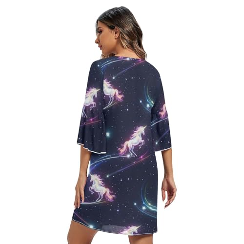 Robe d'été décontractée avec col en V flatteur et manches 3/4 légères - 2