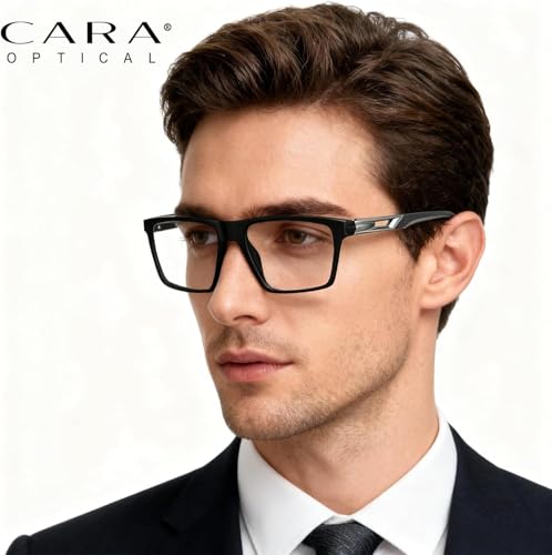 Image of CARA Progressive Multifocus Reading Glasses for Men No-Line Blue Light Blocking Computer Readers With Aluminum Temples, 2.50x