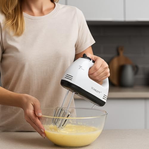 Mini Batedeira Portátil 7 Velocidades 260W com Batedores Massas Clara