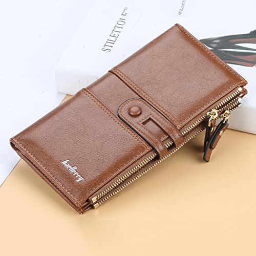 Womens Wallet Large Capacity Leather Credit Card Holder Coin Purse Phone Pocket Handbag, Brown, One Size2