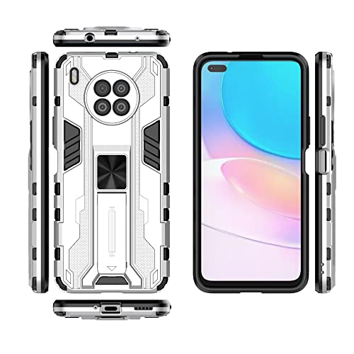 Pzwoxukhov Case for Huawei Nova 8i NEN-L22 NEN-LX1 NEN-LX3 / Honor 50 Lite NTN-L22 NTN-LX1 NTN-LX3 Case Cover,Protective Phone Cover with Kickstand,Magnetic Attraction Function Case Silver